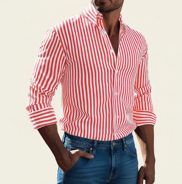 Camicia Uomo Cotone Fantasia Righe Vestibilità Classica