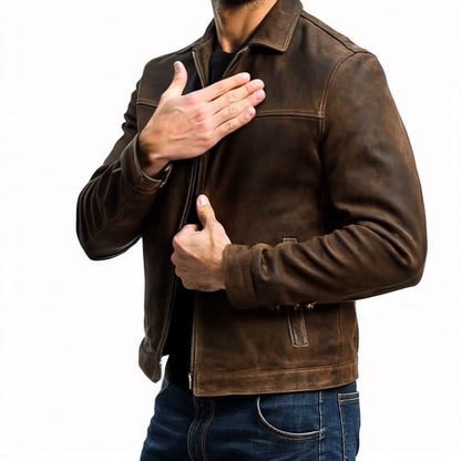 Giacca Uomo in Pelle con Chiusura a Zip
