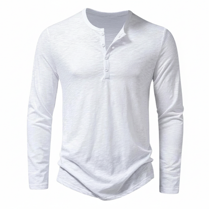 Maglia Henley Uomo Manica Lunga con Bottoni al Collo