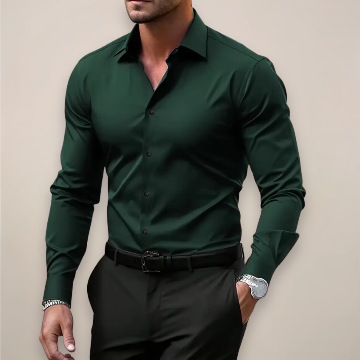 Camicia Uomo Manica Lunga Slim Fit con Bottoni