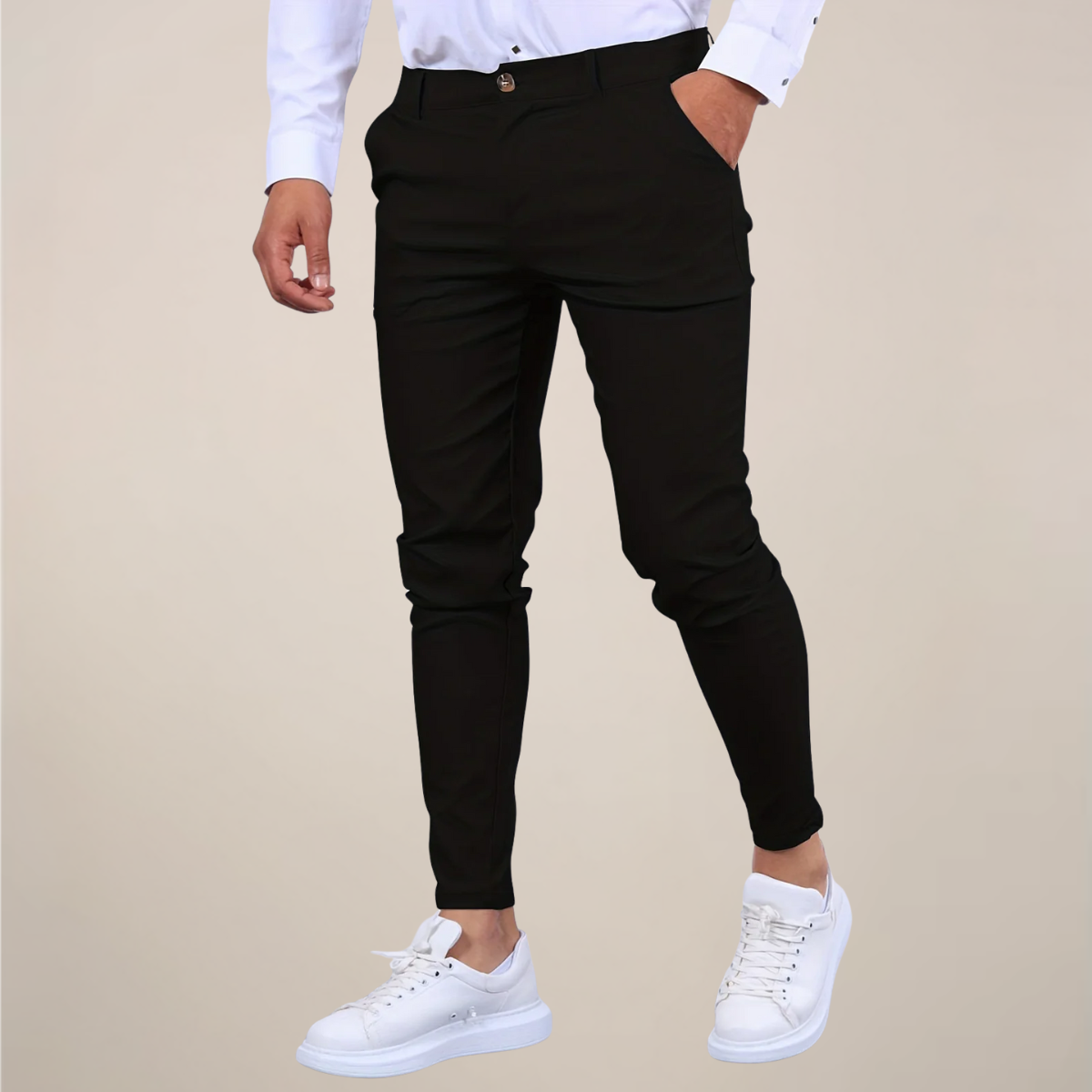 Pantaloni Chino Uomo Business Slim Fit Casual