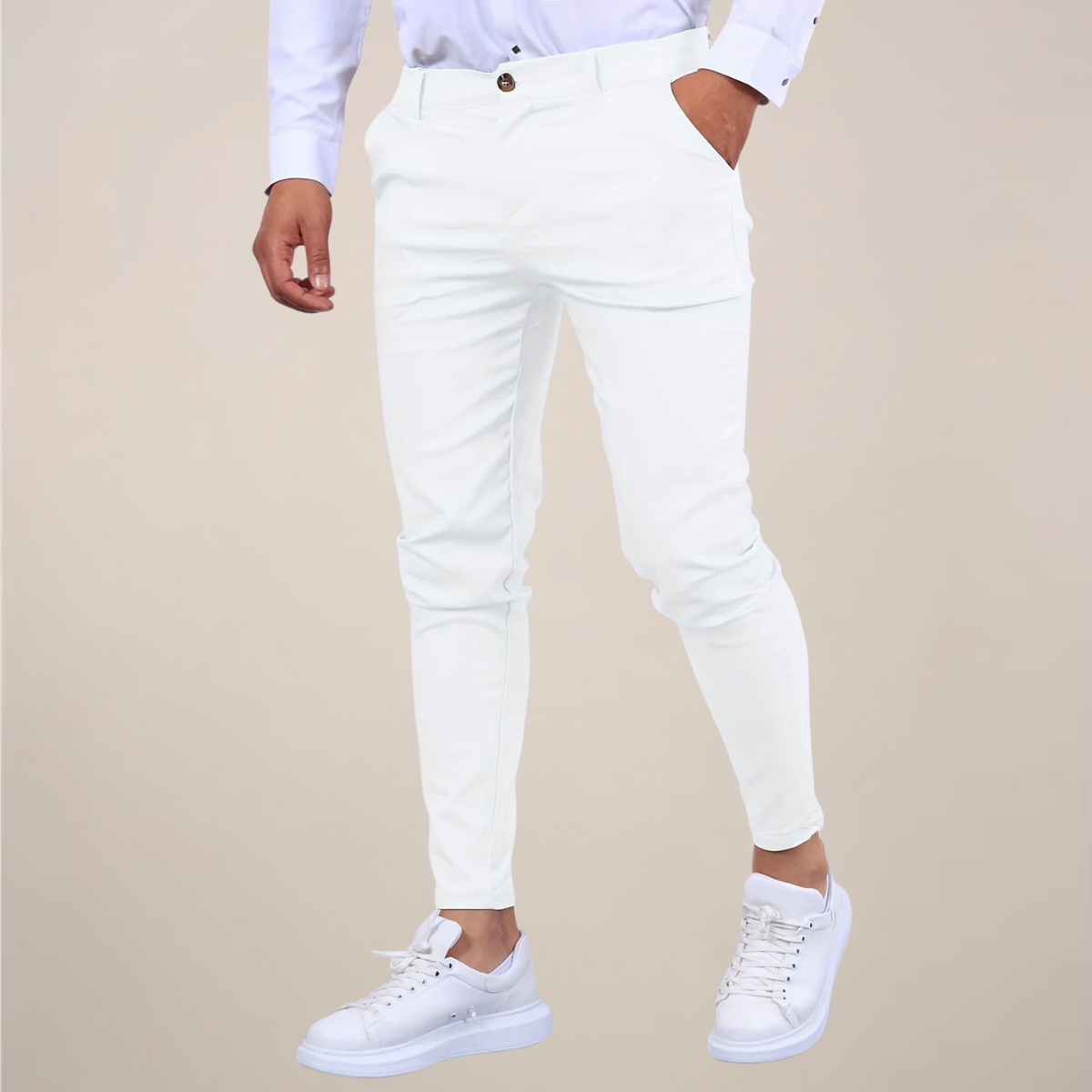 Pantaloni Chino Uomo Business Slim Fit Casual