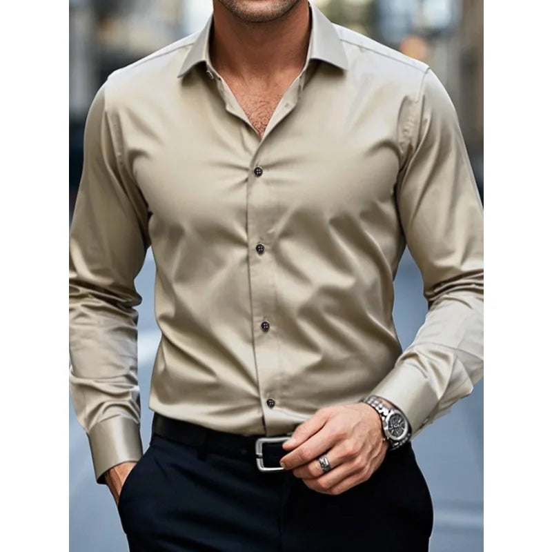 Camicia Uomo con Colletto e Manica Lunga Bottoni