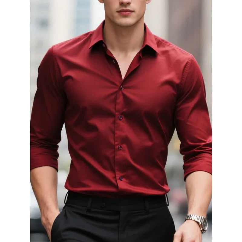 Camicia Uomo con Colletto e Manica Lunga Bottoni