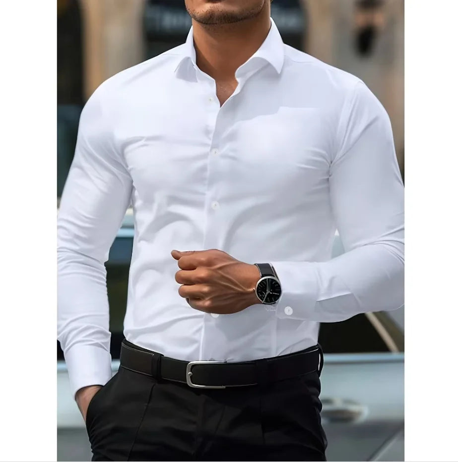 Camicia Uomo con Colletto e Manica Lunga Bottoni