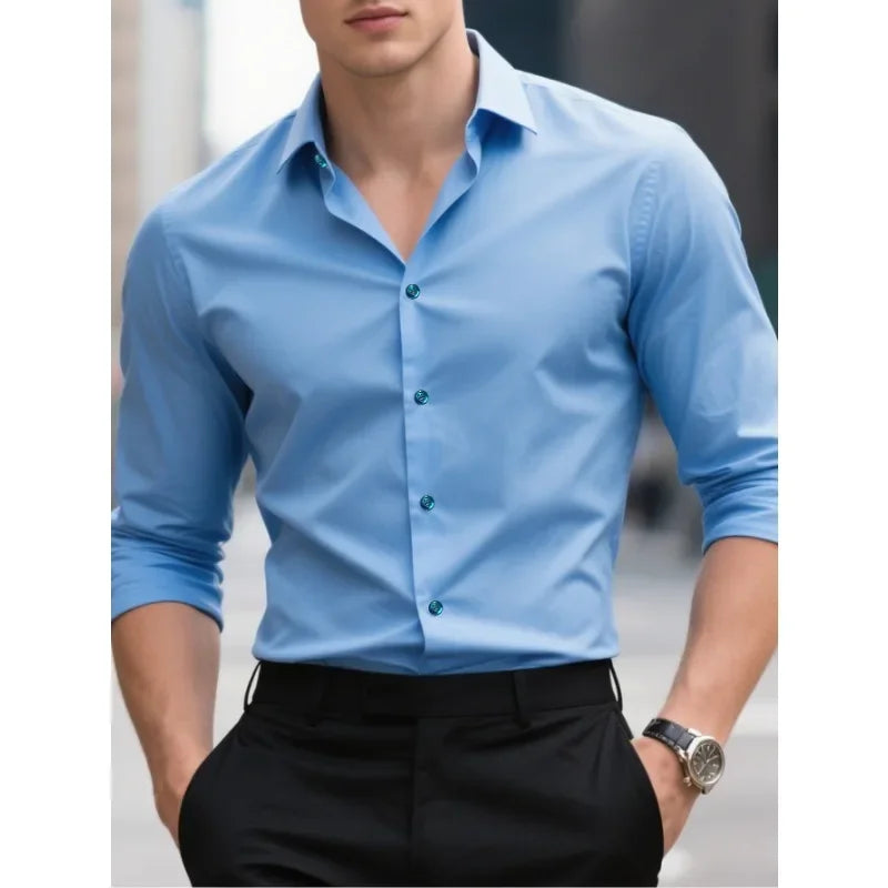 Camicia Uomo con Colletto e Manica Lunga Bottoni