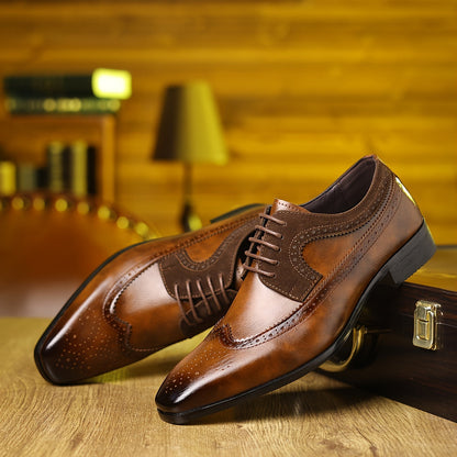 Scarpe Oxford Uomo Brogue Stringate Punta Alata