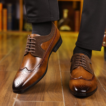 Scarpe Oxford Uomo Brogue Stringate Punta Alata