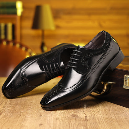 Scarpe Oxford Uomo Brogue Stringate Punta Alata