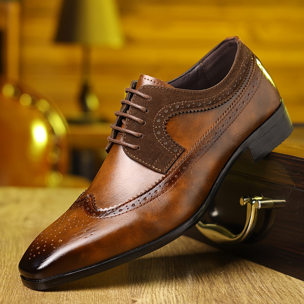 Scarpe Oxford Uomo Brogue Stringate Punta Alata - Brentozzi