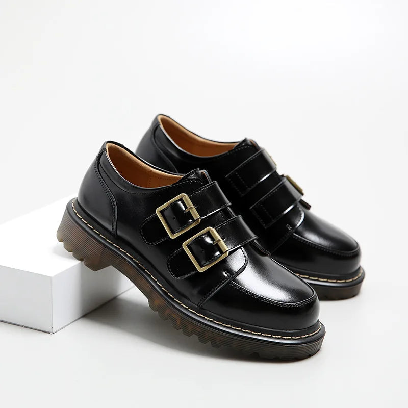 Mocassini Donna in Pelle Stile Brogue con Doppia Fibbia Mule - Vesarelli