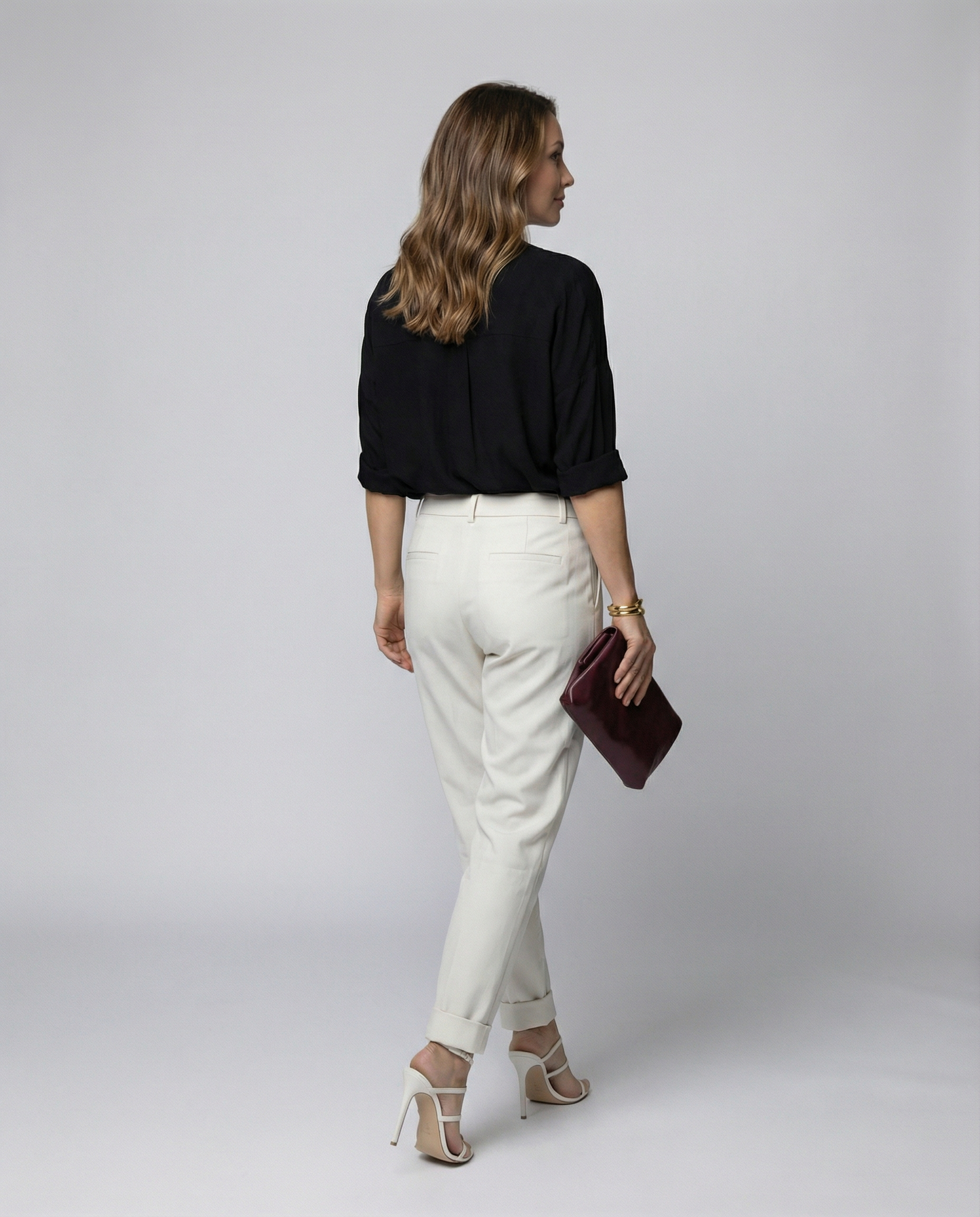 Pantaloni Donna Eleganti Vita Alta Slim