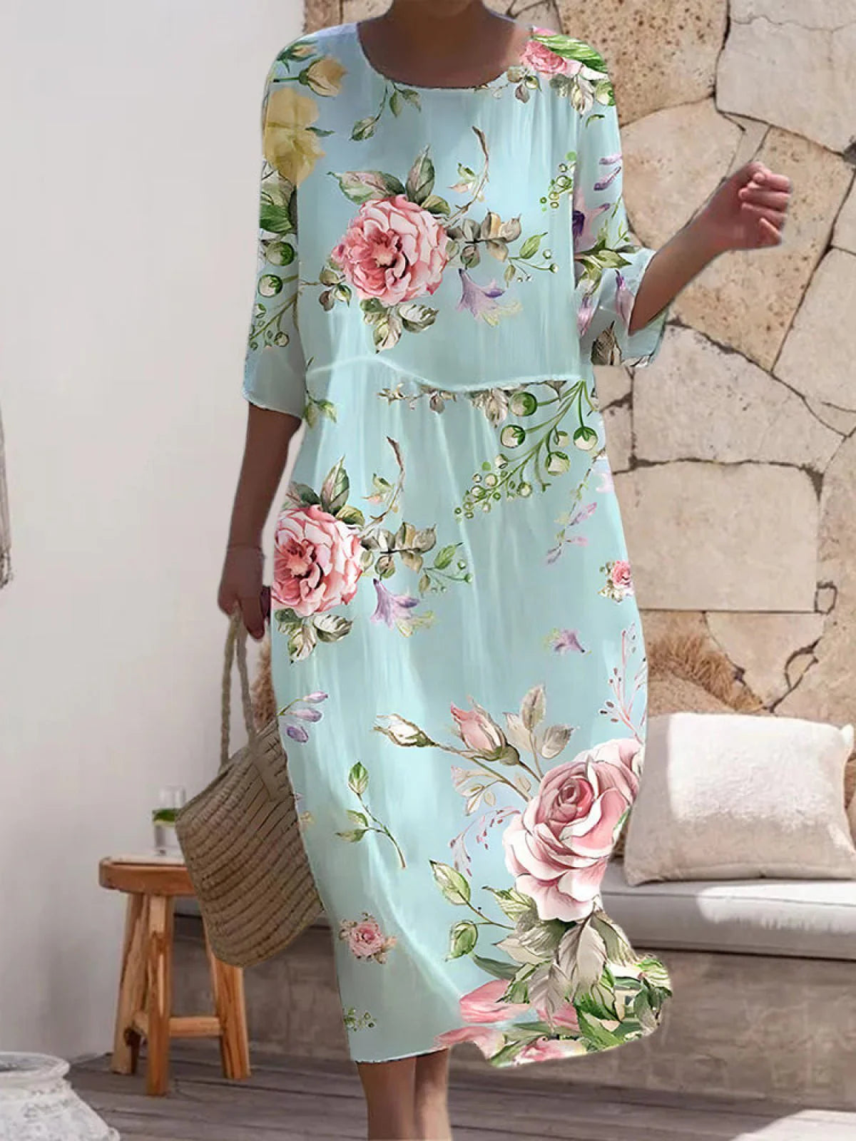 Abito Cerimonia Donna Stampa Floreale Svasato - Vesarelli