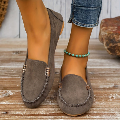 Mocassini casual da donna in pelle PU, comodi e senza lacci 4