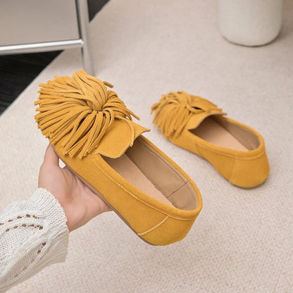 Mocassini eleganti da donna, comode ballerine slip-on in finta pelle scamosciata 4