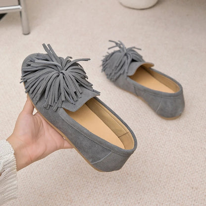 Mocassini eleganti da donna, comode ballerine slip-on in finta pelle scamosciata 5