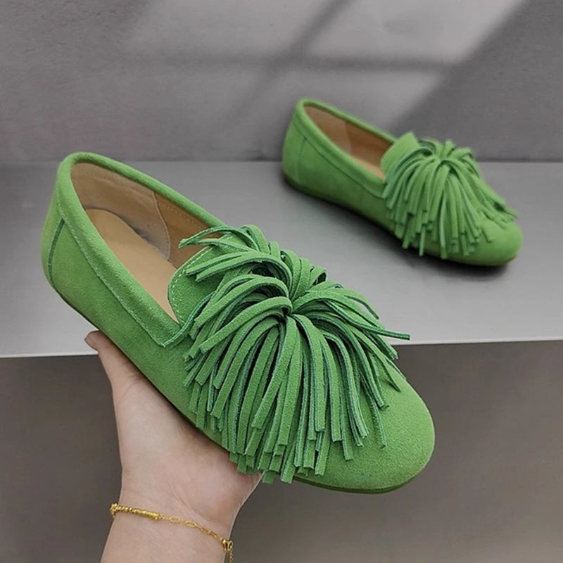 Mocassini eleganti da donna, comode ballerine slip-on in finta pelle scamosciata 7