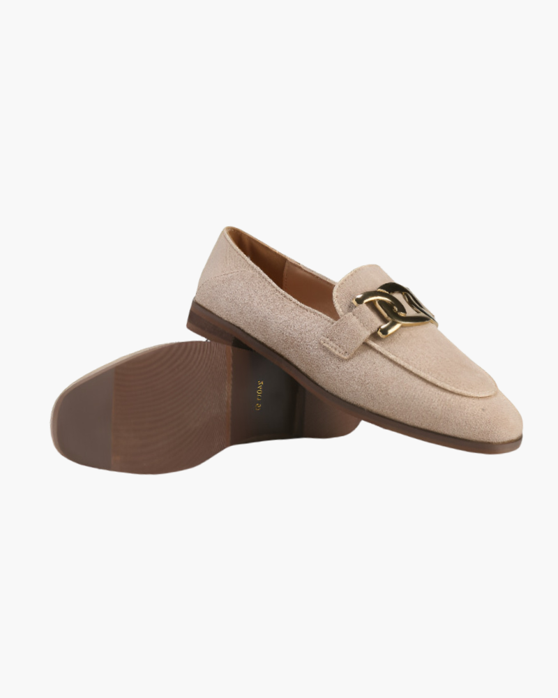 Molvea | Mocassini Donna Suede Piatti con Catena Dorata Slip-On 4