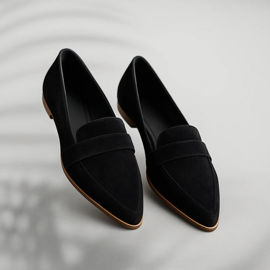 Mocassini Donna in Suede Punta Affusolata Penny Loafer - Vesarelli