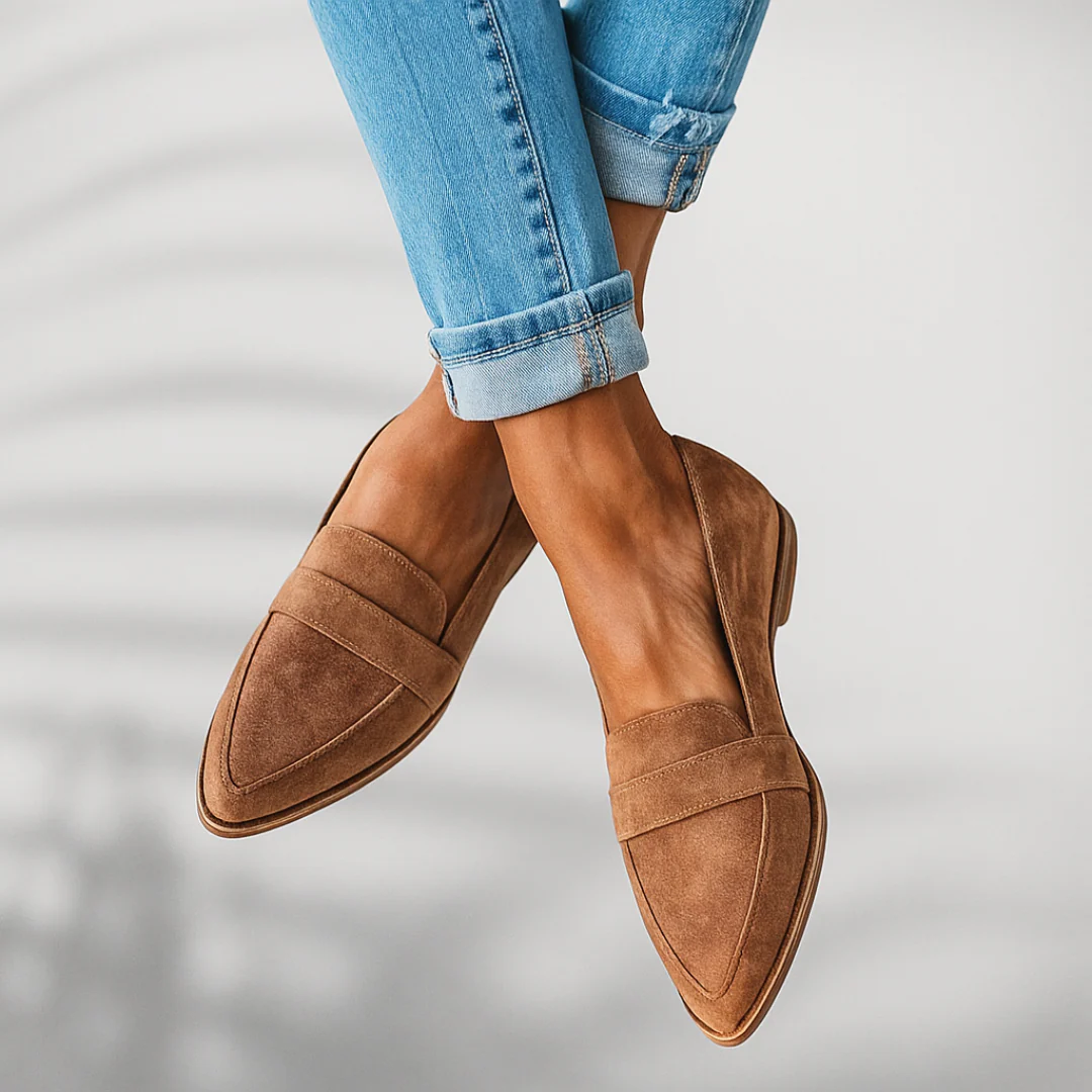 Mopunta | Mocassini Donna Punta Affusolata Penny Loafer Piatti Suede 7