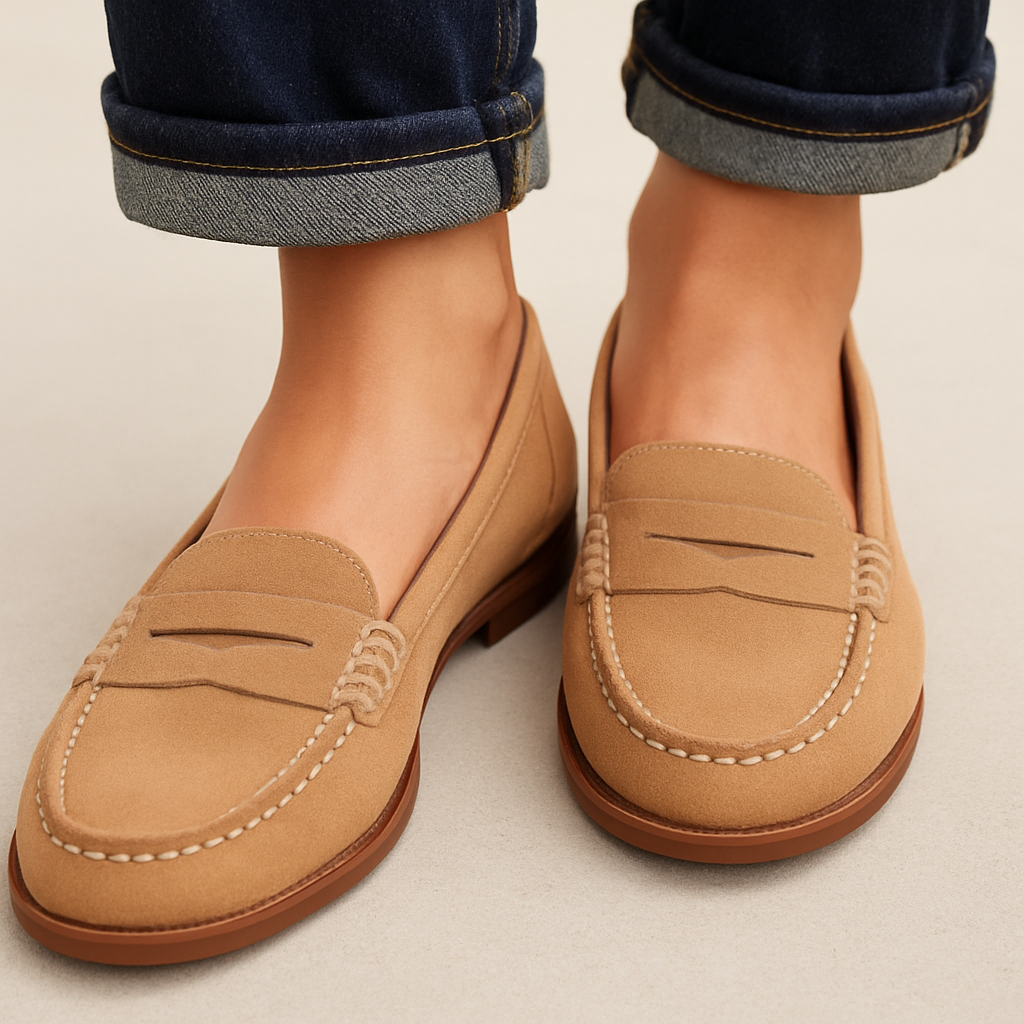 Morcla | Mocassini Donna Eleganti in Pelle Piatti Penny Loafer Cuoio 1