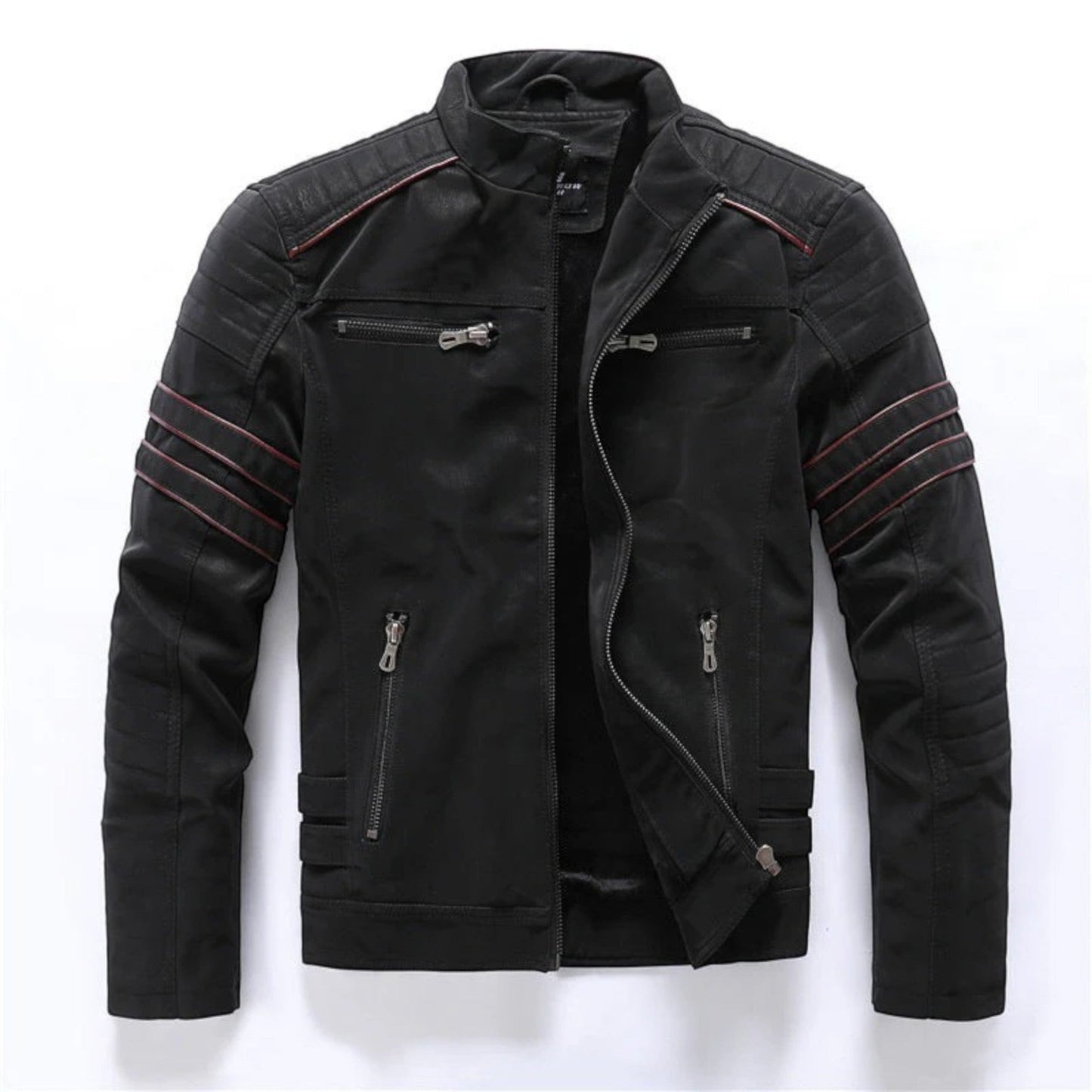 Motrek | Giacca Moto Uomo in Ecopelle Collo Alto Multi-Zip Biker 1