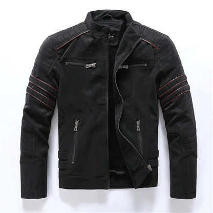 Motrek | Giacca Moto Uomo in Ecopelle Collo Alto Multi-Zip Biker 1