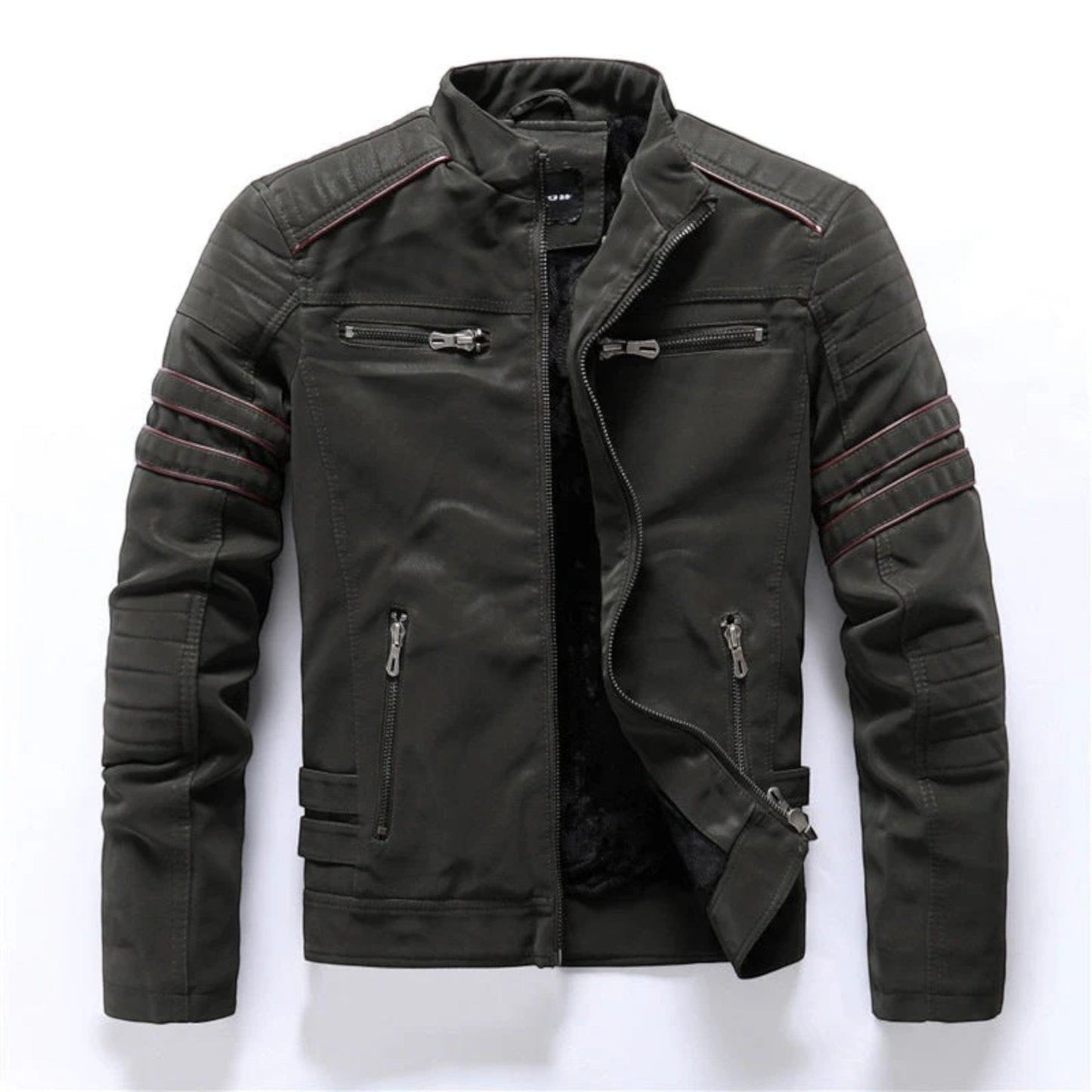 Motrek | Giacca Moto Uomo in Ecopelle Collo Alto Multi-Zip Biker 2