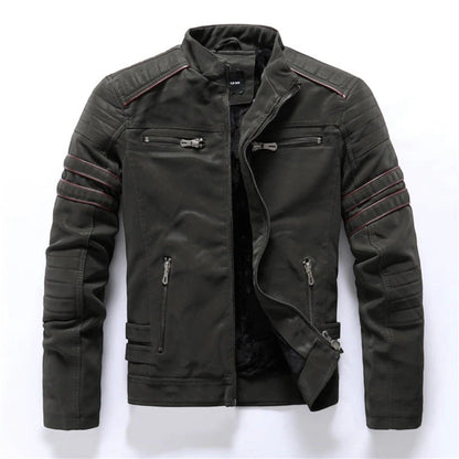 Motrek | Giacca Moto Uomo in Ecopelle Collo Alto Multi-Zip Biker 2