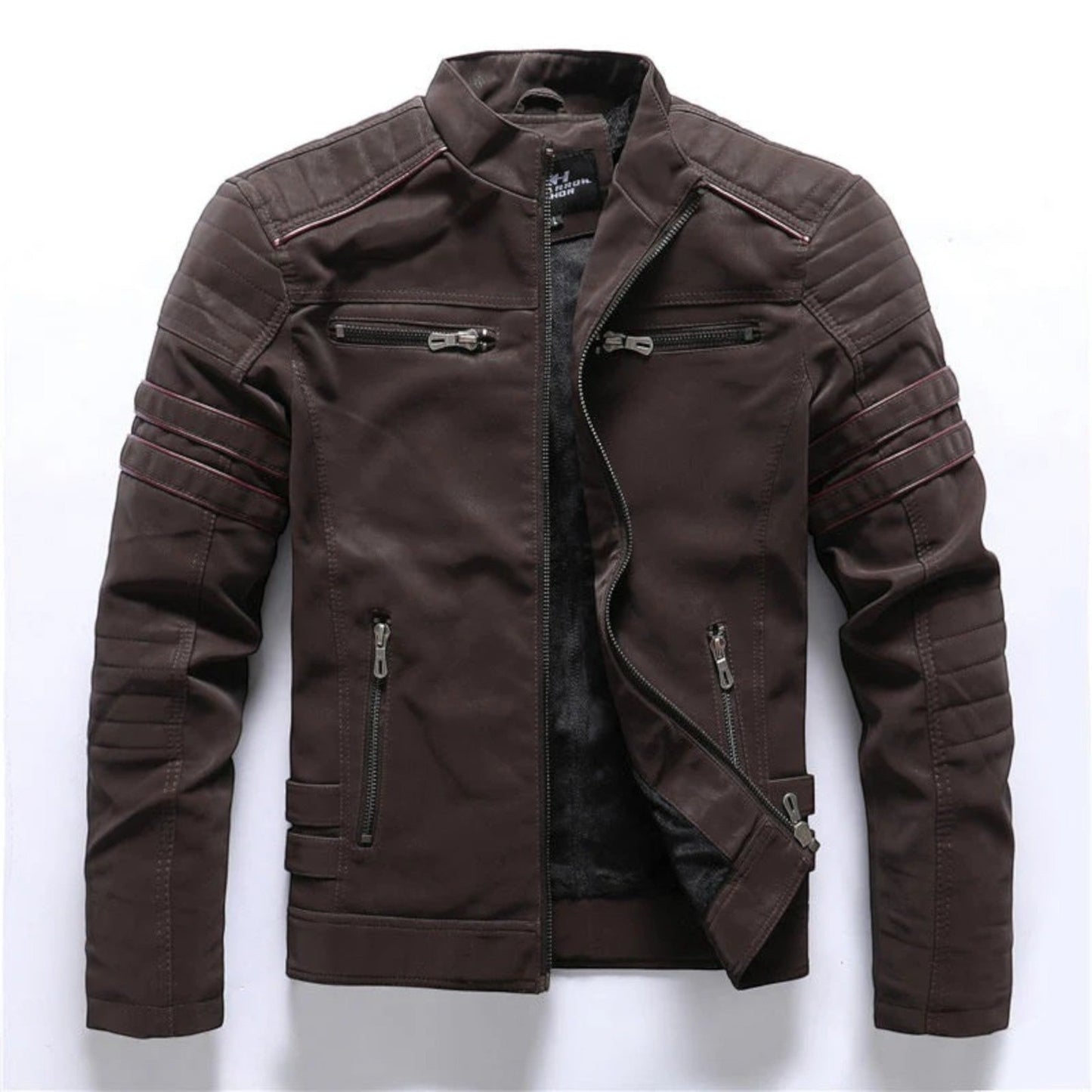 Motrek | Giacca Moto Uomo in Ecopelle Collo Alto Multi-Zip Biker 3