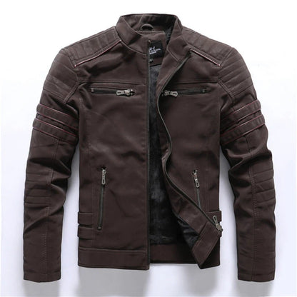 Motrek | Giacca Moto Uomo in Ecopelle Collo Alto Multi-Zip Biker 3