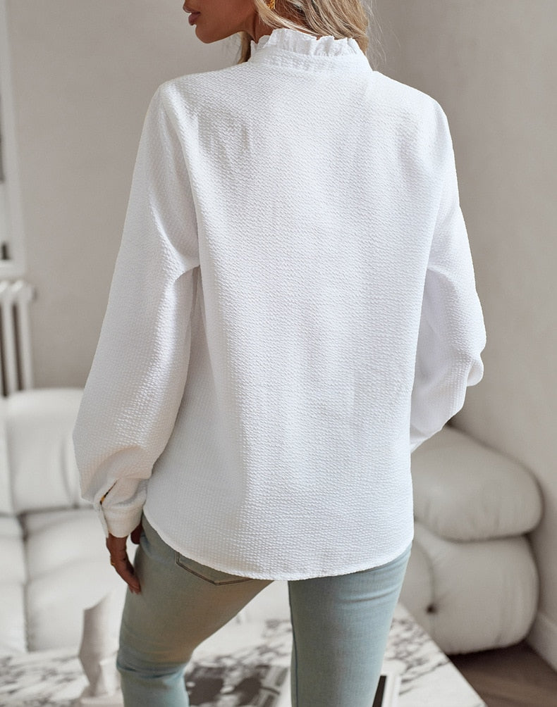 Blusa Donna Manica Lunga con Bottoni Classica