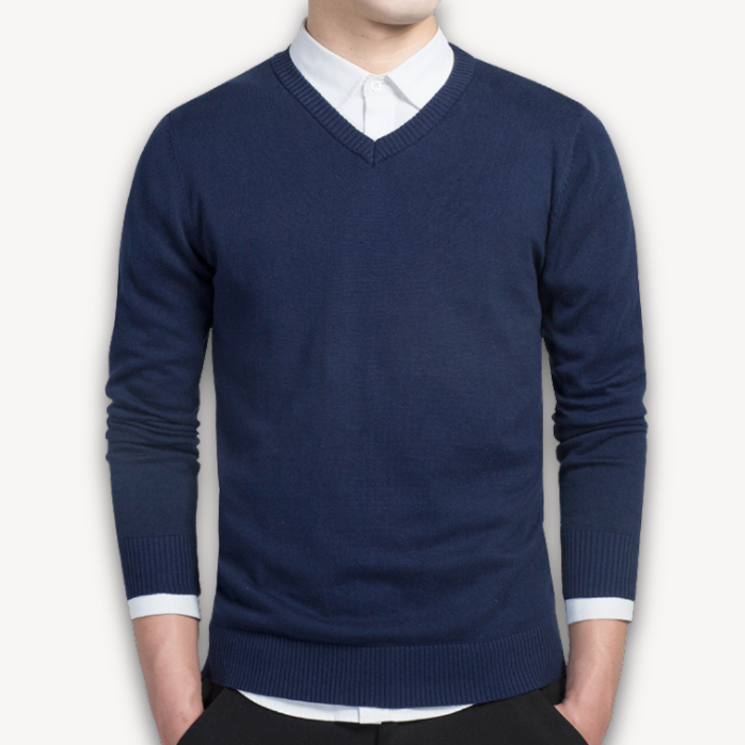 Maglione Uomo Scollo a V Taglio Slim Business Casual