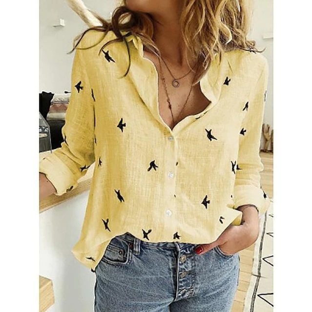 Camicia Donna Elegante Manica Lunga con Bottoni