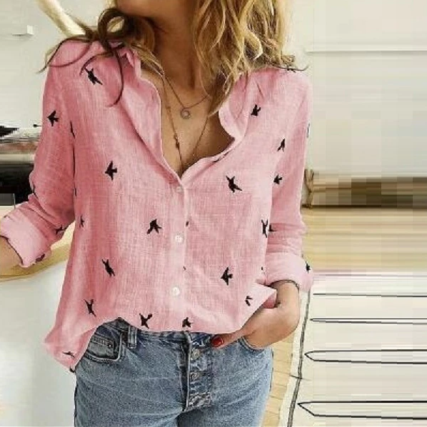 Camicia Donna Elegante Manica Lunga con Bottoni