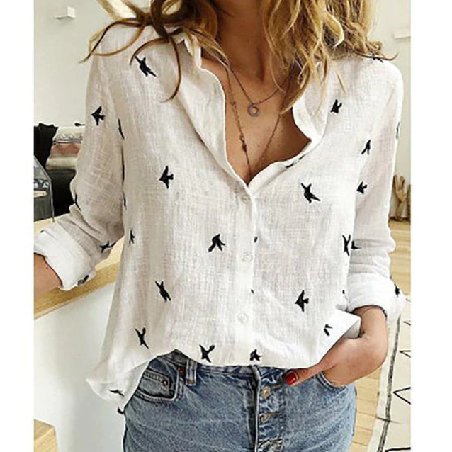Camicia Donna Elegante Manica Lunga con Bottoni