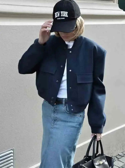 Giacca Bomber Donna con Tasche Stile Streetwear