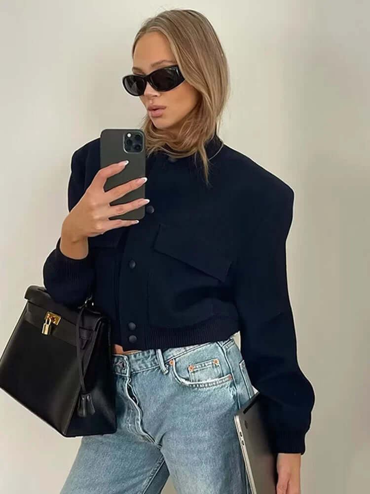 Giacca Bomber Donna con Tasche Stile Streetwear