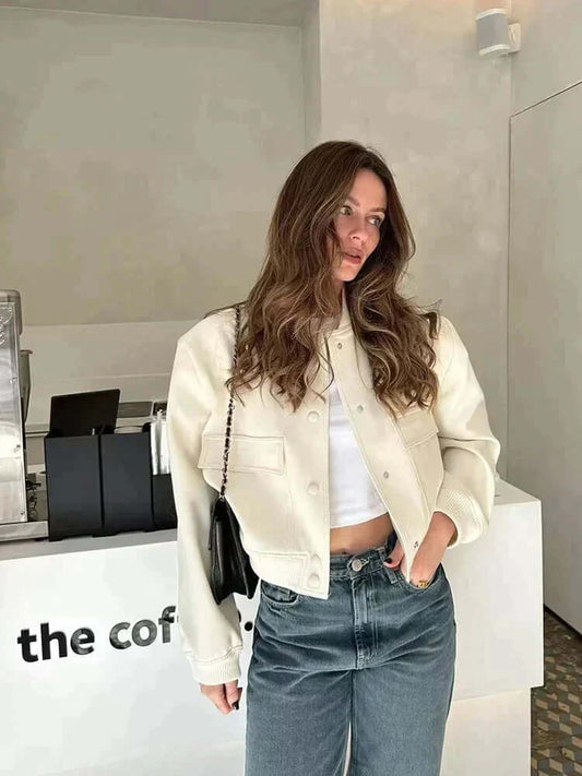 Giacca Bomber Donna con Tasche Stile Streetwear - Brentozzi