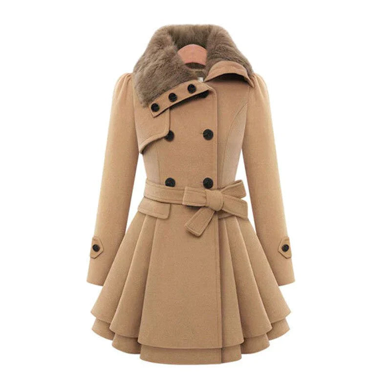 Trenchcoat Donna con Pelliccia Vegan Imbottito Invernale - Brentozzi