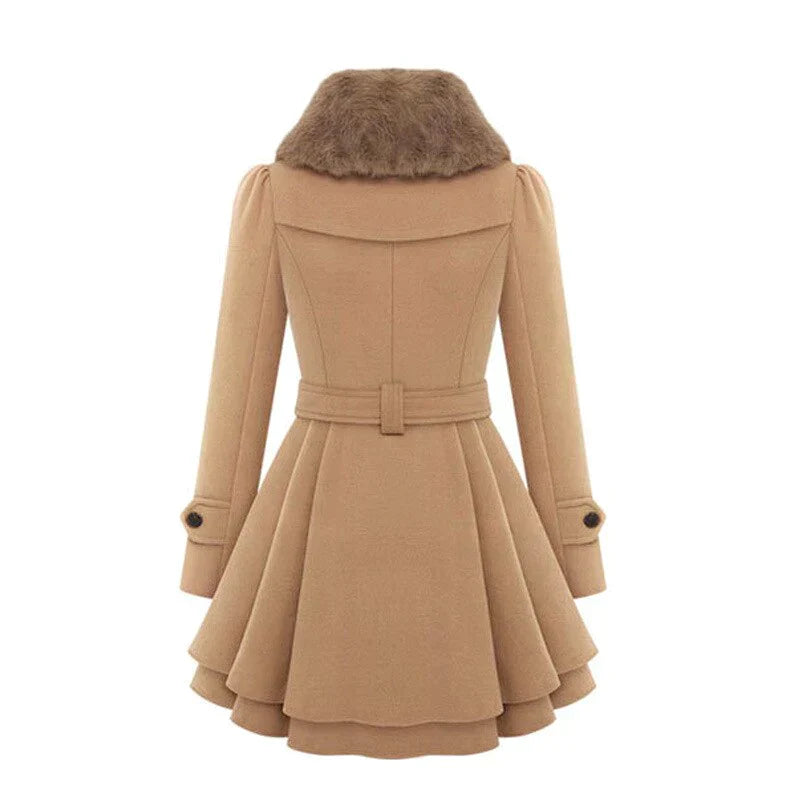 Trenchcoat Donna con Pelliccia Vegan Imbottito Invernale