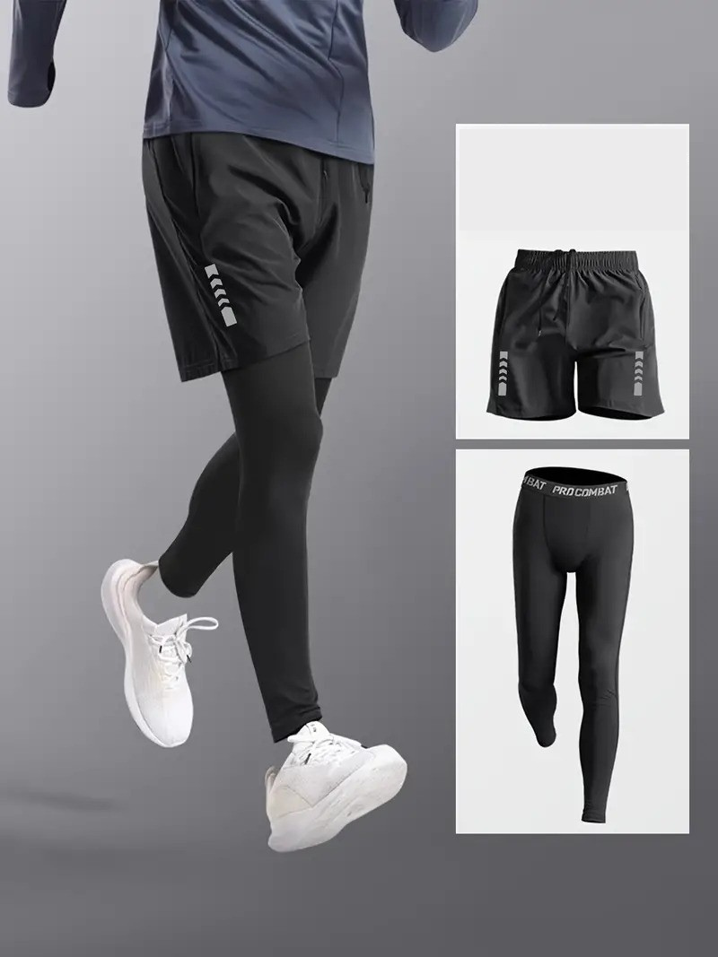 Completo Sportivo Uomo Pezzi Tights e Shorts