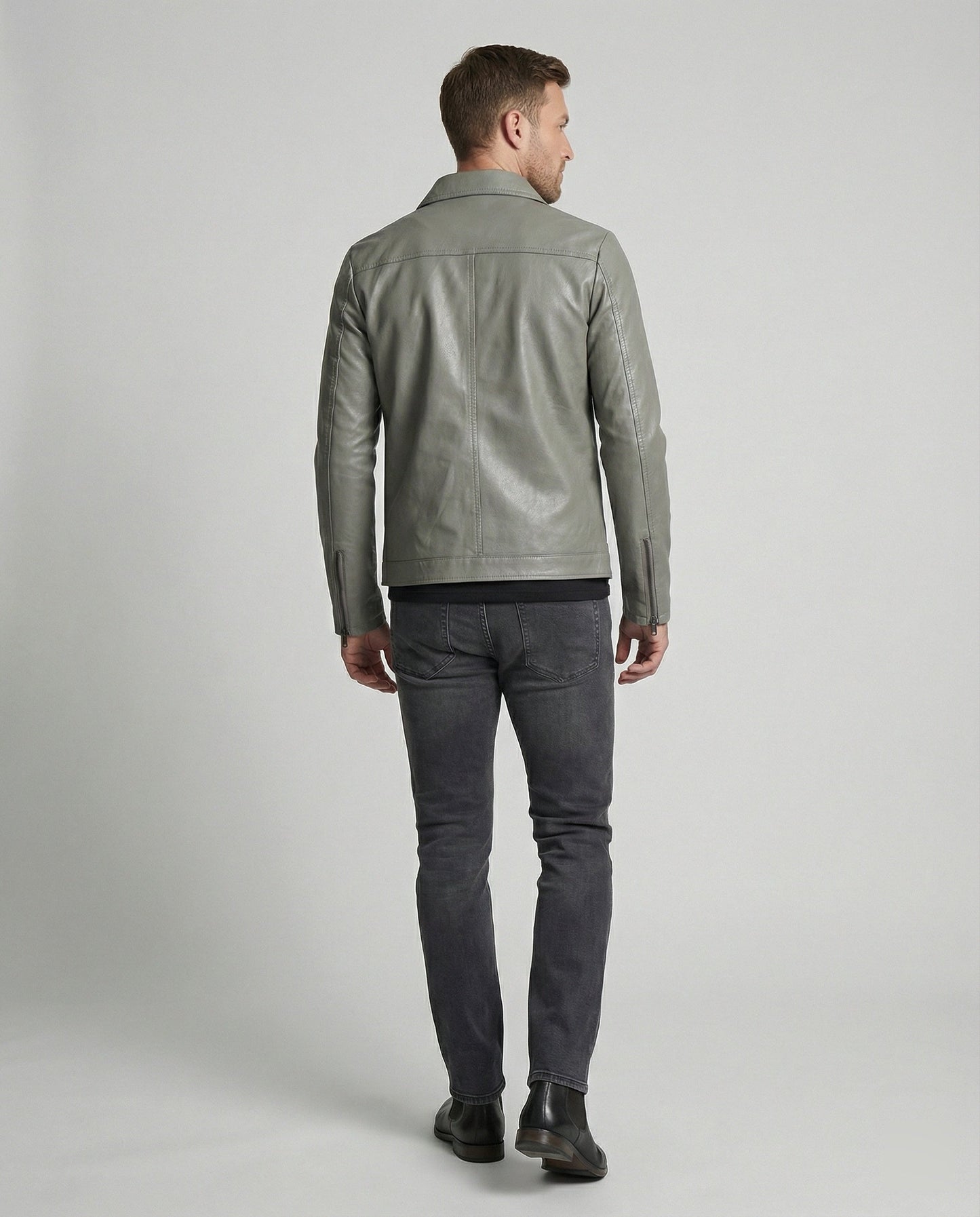 Giacca Uomo in Pelle Vestibilità Slim