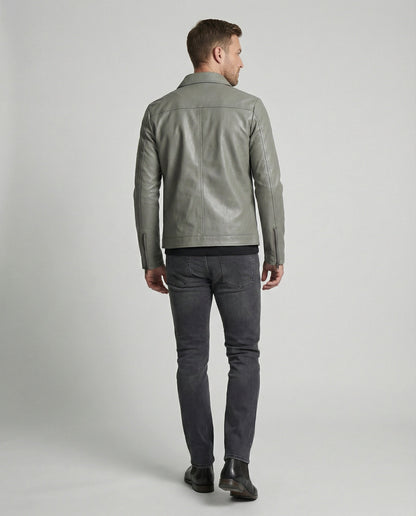 Giacca Uomo in Pelle Vestibilità Slim