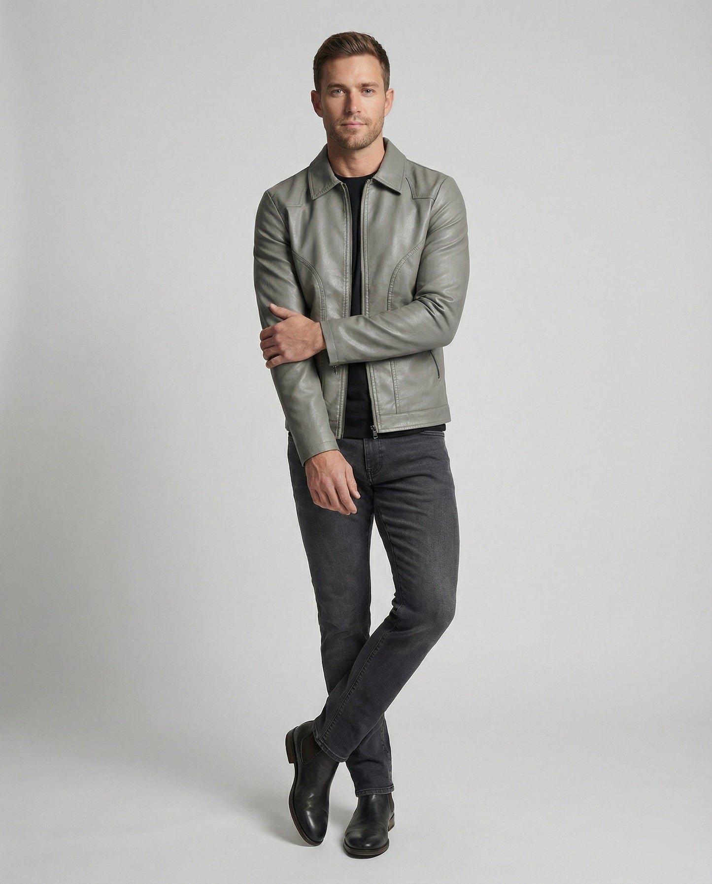 Giacca Uomo in Pelle Vestibilità Slim