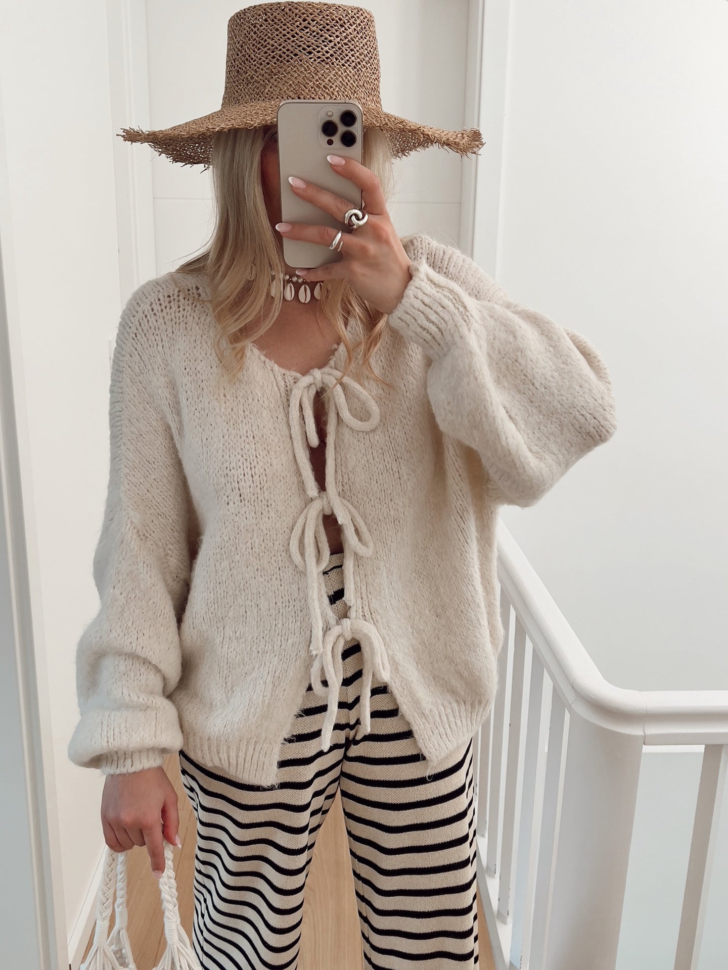 Cardigan Uomo Girocollo con Lacci Semplice
