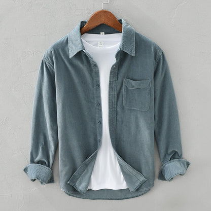 Camicia Uomo in Velluto a Coste Manica Lunga