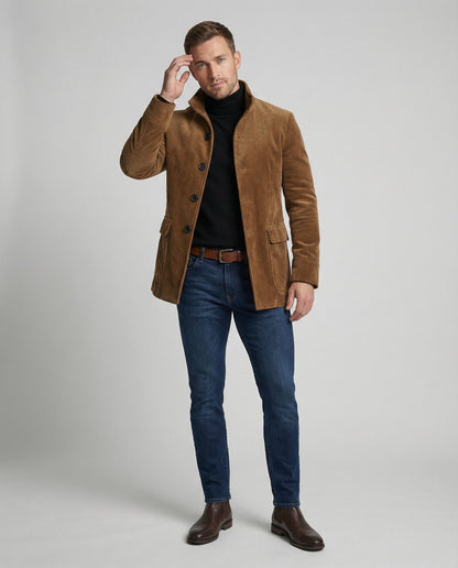 Cappotto Uomo in Velluto a Coste con Bottoni