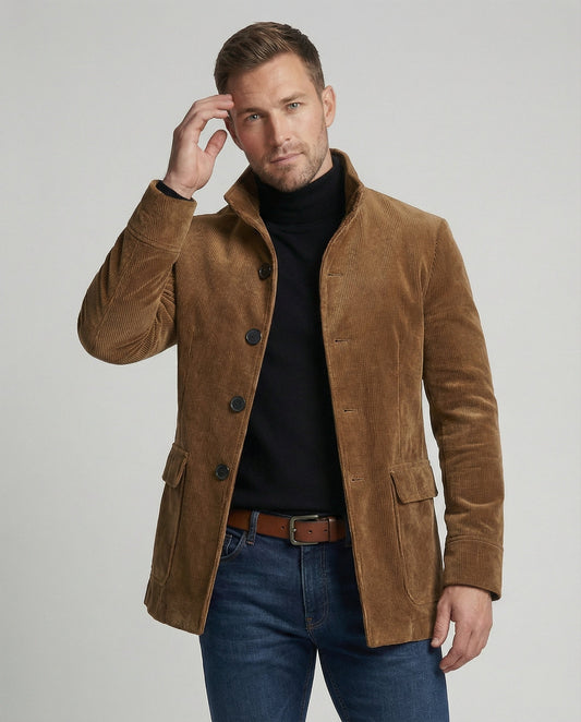 Cappotto Uomo in Velluto a Coste con Bottoni - Brentozzi