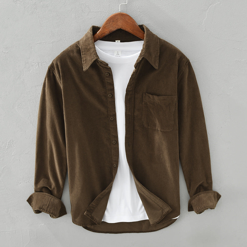 Camicia Uomo in Velluto a Coste Manica Lunga